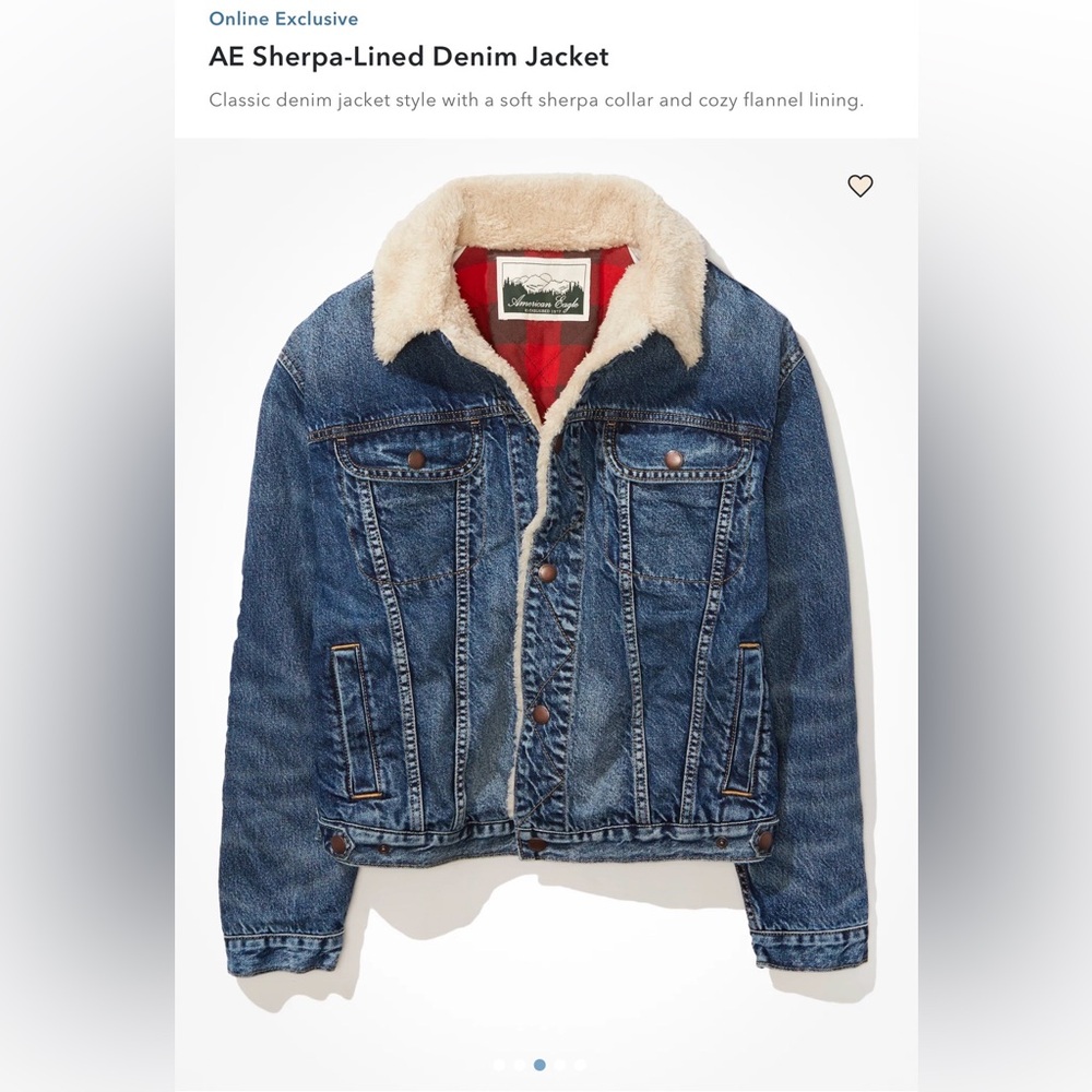American Eagle Sherpa-Lined Denim Jean Jacket
